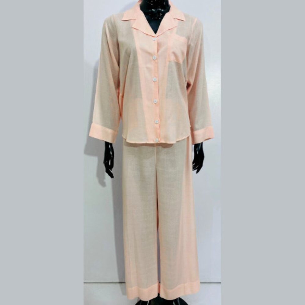 SoieRose Women’s Pajama Set – Bermuda Pink Print Linen - SR 1074